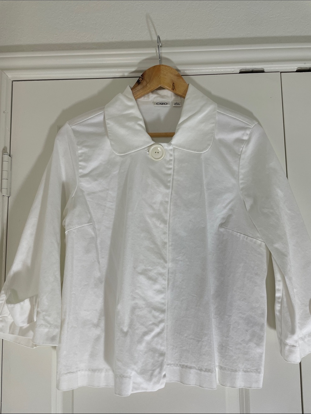 Cato White Button-Front Collar Jacket size L cotton blend